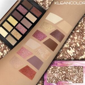 KLEANCOLOR Gold Ombre Eyeshadow 12-Shades Color Palette - Pink Gold Makeup